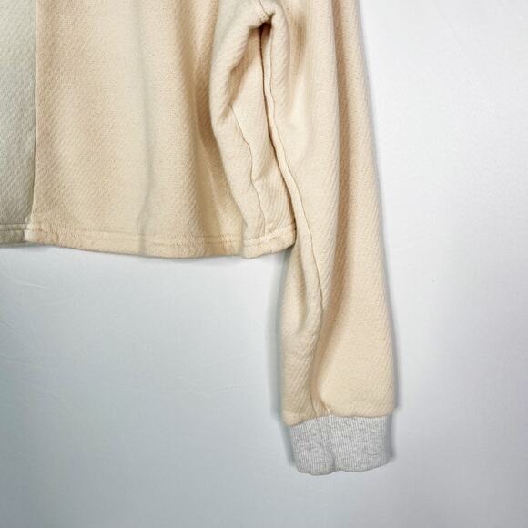 Madewell Medium MWL Airyterry Colorblock Crop Sweatshirt Cream Pink Crew Neck - Picture 5 of 14